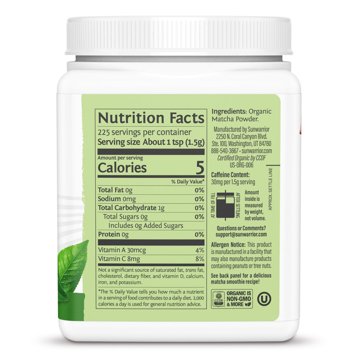 Organic Matcha Powder 337.5g Sunwarrior Australia