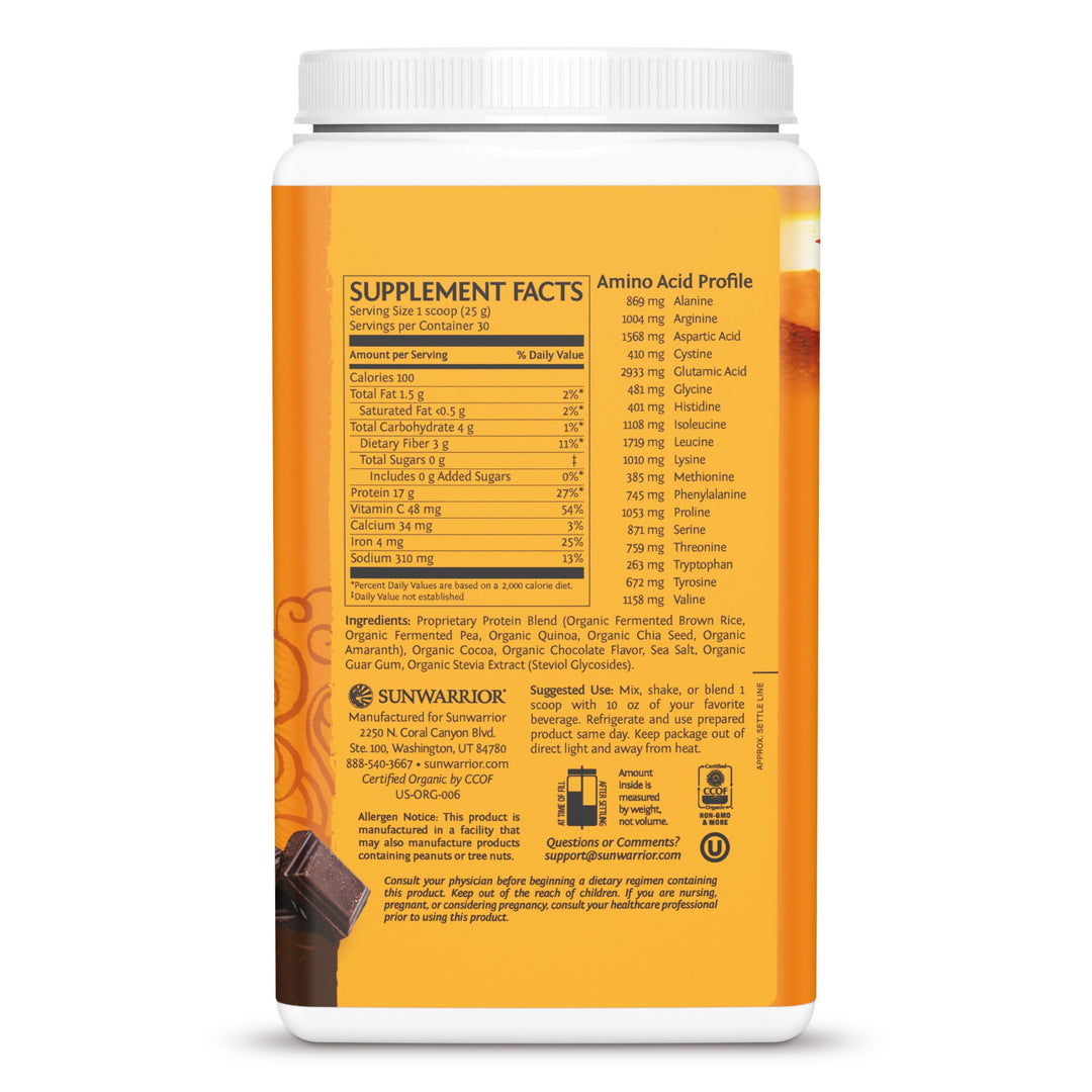 Sunwarrior Classic PLUS Protein Chocolate -- 13.2 Oz - View #3